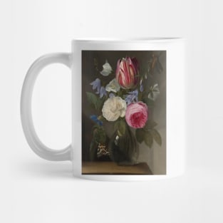 Roses and a Tulip in a Glass Vase - Jan Philips van Thielen Floral Painting Mug